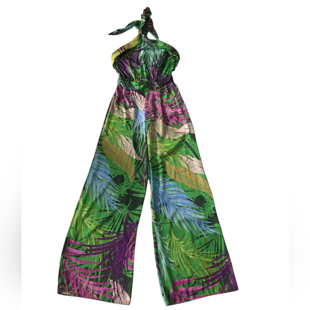 Zara Wide Leg Tropical Print Jumpsuit - Picture 8 of 8